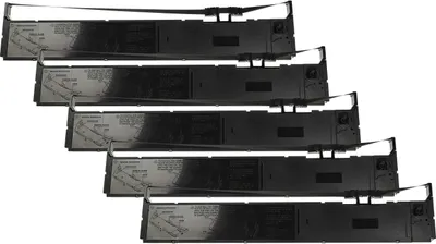 Produktbild von vhbw 5x Farbband Schriftband Ersatz für Epson C13S015384, S015384 für Nadeldrucker, Bondrucker - Schwarz