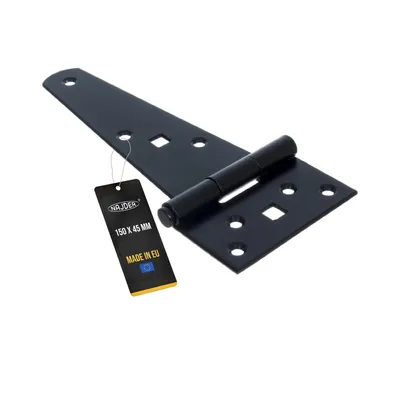Produktbild von NAJDER Tür-Scharnier 2 Stück, Türband, für massive Türen innen und außen, Edelstahl Scharniere, Türangeln, Türscharnier Beschlag, Schräges Konstruktionsscharnier 150x45mm, schwarz lackiert RAL 9005