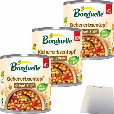 Produktbild von Bonduelle Kichererbsentopf 3er Pack (3x400g Dose) + usy Block