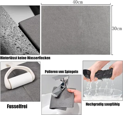 Produktbild von Verdicktes Magisches Reinigungstuch,Wiederverwendbaren Mikrofasertš¹cher.Fusselfrei Putzlappen - Streifenfreies Wundertuch Fš¹r Geschirrtš¹cher,Staub Lappen,Autos.(5 Stš¹ck,30x40cm)