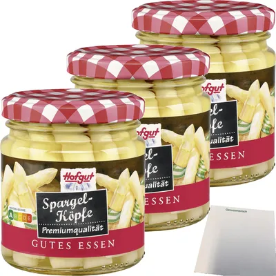 Produktbild von Hofgut Spargelköpfe 3er Pack (3x212ml Glas) + usy Block