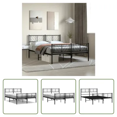 Produktbild von The Living Store Bettgestell mit Kopf- und Fußteil Metall Schwarz 120x200 cm