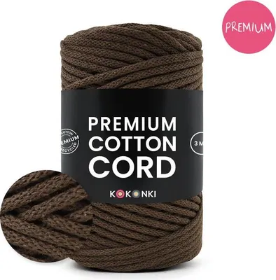 Produktbild von KOKONKI Premium Baumwollkordel 3 mm 100 m Schokolade 316 für Makramee