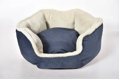 Produktbild von Hundebett Cord/Plüsch Ø 50 cm – kuscheliges rundes Haustierbett für kleine Hunde, Welpen und Katzen, weich gepolstert, rutschfest und ideal als Schlafplatz zuhause oder unterwegs