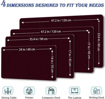 Productafbeelding van Grote bureaumat, 35 x 17 inch, Kunstlederen bureaubeschermer, antislip grote muismat voor bureau, waterdichte computerbureaumat, kantoorbureauonderlegge