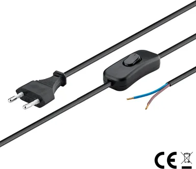 Image de Wentronic Goobay Câble Euro à confectionner avec interrupteur, 1,5 m, noir, noir