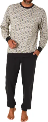 Produktbild von Normann Herren langarm Schlafanzug Pyjama mit Bündchen ; dunkelgrau , 50