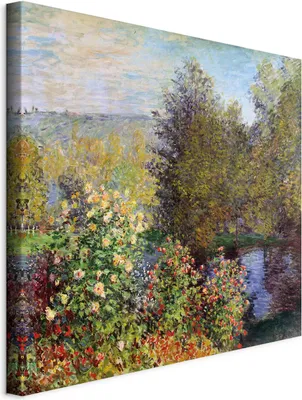 Produktbild von Italienischer Leinwand Leinwandbild - Coin de jardin à Montgeron (Claude Monet) 80x80 cm Reproduktionen l-G-10477-b-a