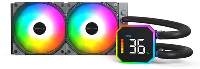 Produktbild von Montech HyperFlow Digital 240, All-in-One-Flüssigkeitskühler, 12 cm, 129,5 m³/h, Schwarz