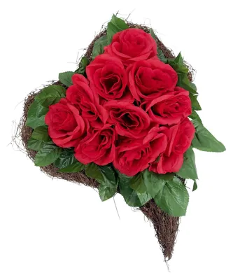 Produktbild von Grabschmuck Grabgesteck Rebenherz mit Rosen rot Creaflor Home