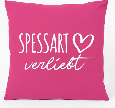 Produktbild von Huuraa Kissen Spessart verliebt 40x40cm mit Füllung Fuchsia Baumwolle Dekokissen Geschenkidee