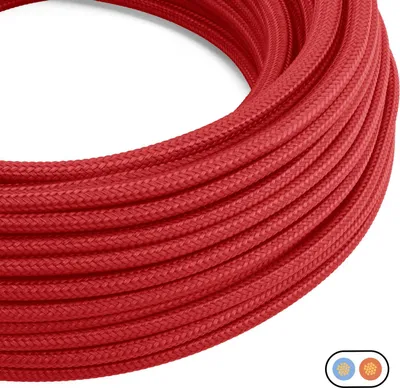 Immagine prodotto di Creative-Cables Cavo elettrico piatto, 2x0,75 mm², 1 m, Rosso PM09, effetto seta