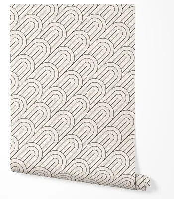 Produktbild von Vliestapete Geometrisch Linien Muster Modern Skandi Stil Beige Schwarz Tapete Wohnzimmer Schlafzimmer Flur Küche UV-beständige Tapete 5m x 0.5m