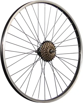 Produktbild von 26 Zoll Hinterrrad Aluminium Hohlkammer mit 7 fach Shimano Zahnkranz V-Brake schwarz
