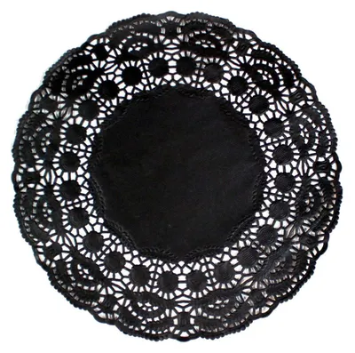 250 runde Papier-Spitzendeckchen, 19 cm, schwarz