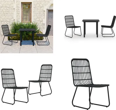Produktbild von vidaXL 3 tlg. Garten Essgruppe Poly Rattan und Glas - Garten-Essgruppe - Garten-Essgruppen - Essgruppe - Essgruppen