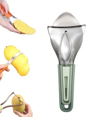 Image de Coupe-mangue avec couteau en acier inoxydable, coupe-mangue et éplucheur 3-en-1