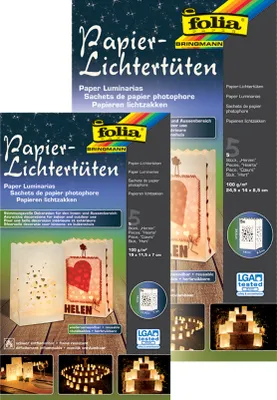 Produktbild von folia Lichtertüte "Herzen", groß, aus Papier, weiß