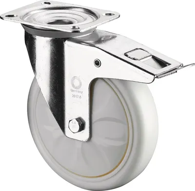 Image de Roulette pivotante D.125mm Trgf.450kg m.Festst.Ku.135x110mm blanc BS ROLLEN