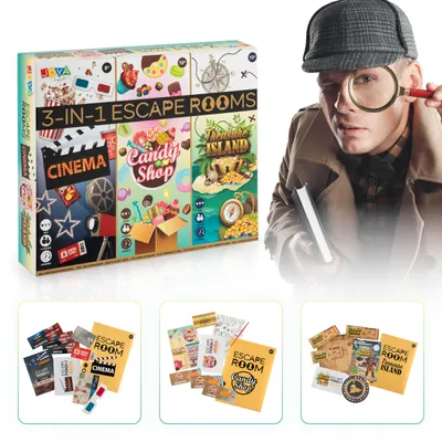 Productafbeelding van Joya Creative 3-in-1 Escape Room Spel – Gezelschapsspel met Breinbrekers en Puzzels voor het Hele Gezin