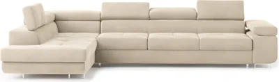 Produktbild von Masseno Ecksofa VICENTE mit Schlaffunktion L-Form, Sofa mit Bettkasten, Wohnzimmersofa, Couch, Soffa, Bettsofa, Couchgarnitur- Creme, MONOLITH 04