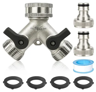Imagen del producto de Omgoods - Divisor de agua de doble vía con adaptador, para mangueras de jardín y conexiones domésticas