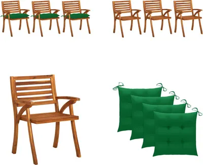 Produktbild von vidaXL Garten Essstühle mit Kissen 3 Stk. Massivholz Akazie - Esszimmerstuhl - Esszimmerstühle - Esszimmerstühle Aus Holz - Esszimmerstuhl Mit Kissen