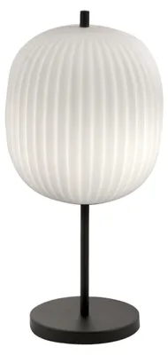 Produktbild von Domizia Tischleuchte in Schwarz aus Metall und mundgeblasenem Glas, edles Design, E27-Fassung (40W), ideal für Innenbeleuchtung, Schutzklasse II