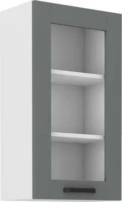 Image de Armoire haute vitrée LAILI – largeur 40 cm, gris / blanc