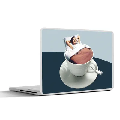 Produktbild von MuchoWow® Laptop Aufkleber Sticker Cover Frau - Kaffee - Jahrgang 30x22 cm - Laptop-Sticker