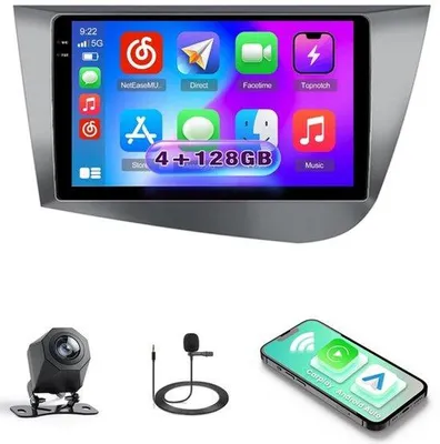 Productafbeelding van 4G + 128G Android 15 autoradio voor 2005-2012 draadloos Carplay Android Auto, 9 inch Incell touchscreen radio met Mirror Link GPS Bluetooth FM RDS WiFi EQ SWC achteruitrijcamera