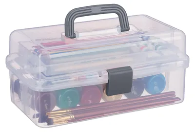 Produktbild von Relaxdays Aufbewahrungsbox 9 Fächer, Sortierbox Bastelmaterial, Künstlerbedarf,