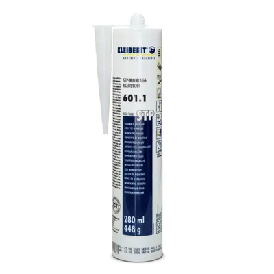 Produktbild von KLEIBERIT 601.1 STP Montageklebstoff weiß – elastischer 1K-Kleber für Holz, Metall, Stein & Kunststoff, lösemittelfrei & überstreichbar 448g High Tack