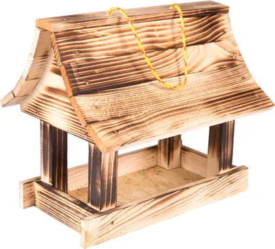 Zdjęcie produktu dla Ecodeco – odporna na warunki atmosferyczne drewniana budka dla ptaków do zawieszenia, w stylu postarzanym, kompaktowa karmnik 30x23,5x30,5 cm