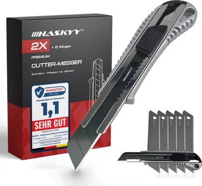 Produktbild von HASKYY 2x Cuttermesser 18mm Set mit 5x SK5 Klingen