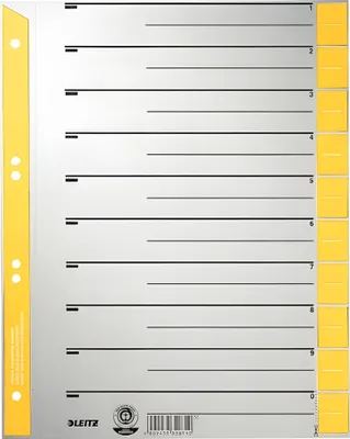Produktbild von LEITZ Trennblatt überbreit A4 gr/gelb Trennblatt A4 Tabe und Lochrand