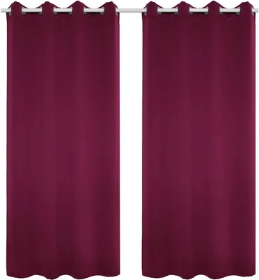 Image de Rideaux occultants et opaques, 135x225 cm - Lot de 2 rideaux violet foncé pour salon et chambre