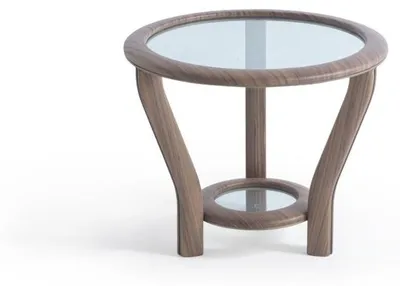 Image de Table d'appoint ronde marron Plateau en verre design Tables de salon