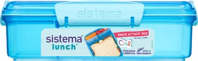Obrázok produktu pre Sistema® Lunch™ Krabička na desiatu s 2 oddelenými priehradkami 975 ml, modrá