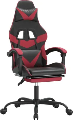 Image de vidaXL Chaise de jeu avec repose-pieds noir et bordeaux similicuir