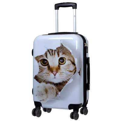 Produktbild von Polycarbonat Kleiner Handgepäck Reisekoffer Katze Weiß 55 cm Motivkoffer