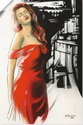 Produktbild von ARTland Poster Schönheit im roten Kleid Größe: 20x30 cm