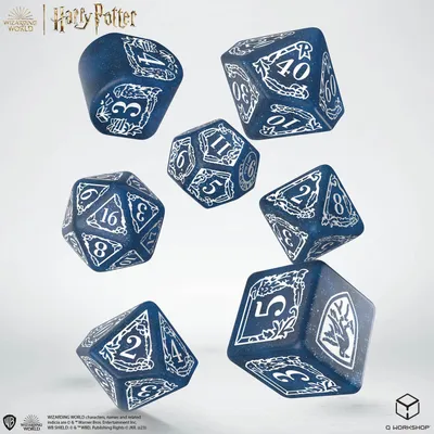 Imagen del producto de Q-workshop Harry Potter. Set de dados moderno de la casa Ravenclaw - Azul. Para niños y adultos, de cualquier género. Harry Potter, plástico, azul, blanco