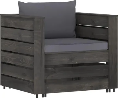 Produktbild von vidaXL 2-tlg. Garten-Lounge-Set mit Kissen Grau Imprägniertes Holz