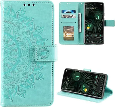 Produktbild von Hülle für Google Pixel 6 Pro Handyhülle Tasche Flip Case Cover Etui Mandala Grün
