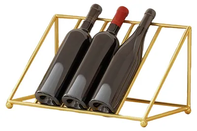 Produktbild von Weinregal aus Eisen, schräg, für 4-5 Flaschen, moderner minimalistischer Weinorganizer für Eingangsbereich, Barschrank und Dekoration