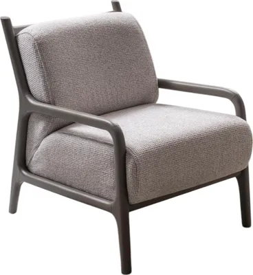 Immagine prodotto di Poltrona moderna in tessuto grigio con struttura in legno