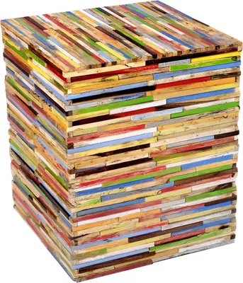 Produktbild von Design| Beistelltisch Holz | Echtholz| Upcycling Sitzhocker| Handmade| Beistelltisch Bunt| 45 x 36 x 36 cm
