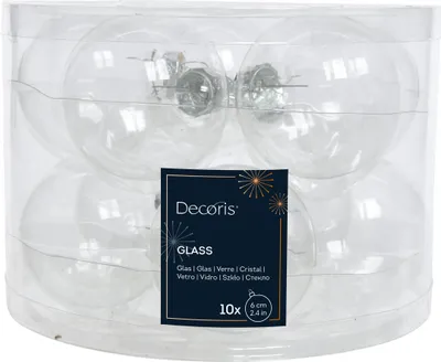 Produktbild von Weihnachtskugeln Glas 6cm x 10 Stück - Klar transparent