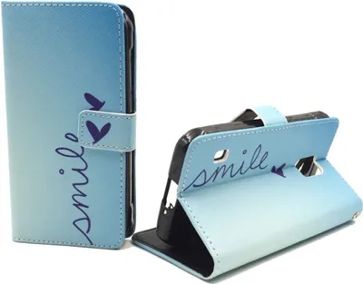 Produktbild von Handyhülle Tasche für Handy Samsung Galaxy S5 Active Schriftzug Smile Blau